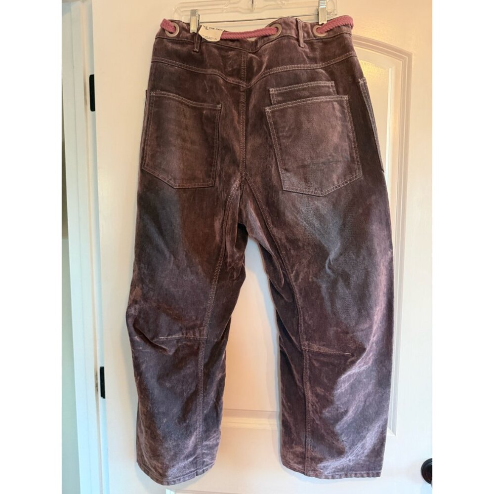 Free People Moxie Flocked Pull On Barrel Jeans We The Free Rope Tie Size 31 - Picture 4 of 9